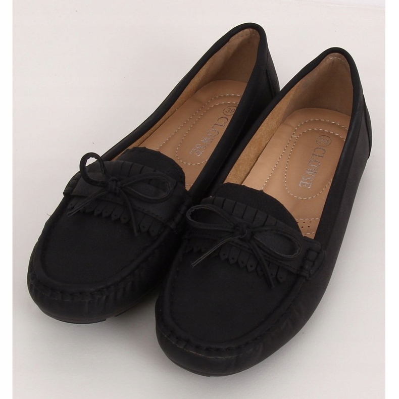 Mocassins femininos negros 9F182 Preto 1