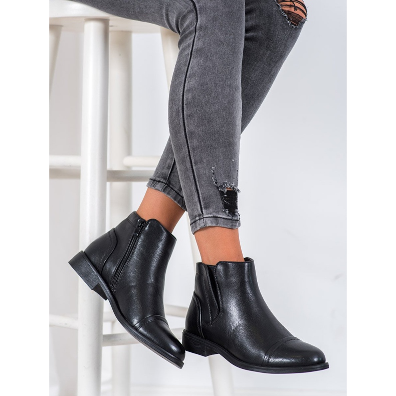 J. Star Botas elegantes de salto plano preto 2