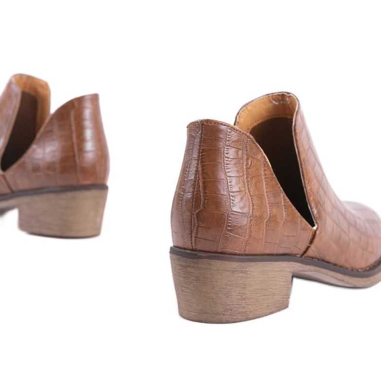 Botas de cano curto marrons com salto NS132P castanho 2 Botas de cano curto marrons com salto NS132P castanho 2