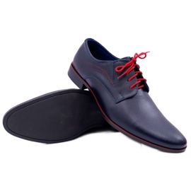 Mario Boschetti Brogues masculino, couro elegante, azul marinho Menelaos vermelho azul-marinho 1