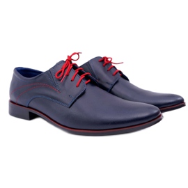 Mario Boschetti Brogues masculino, couro elegante, azul marinho Menelaos vermelho azul-marinho 2
