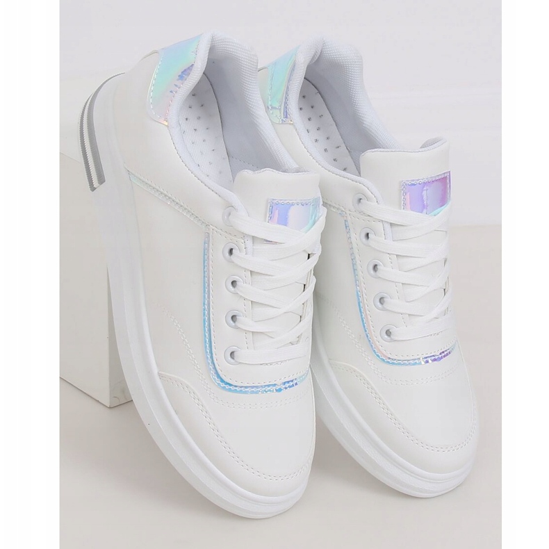 Tênis feminino branco 1239-Y prata cinza 1