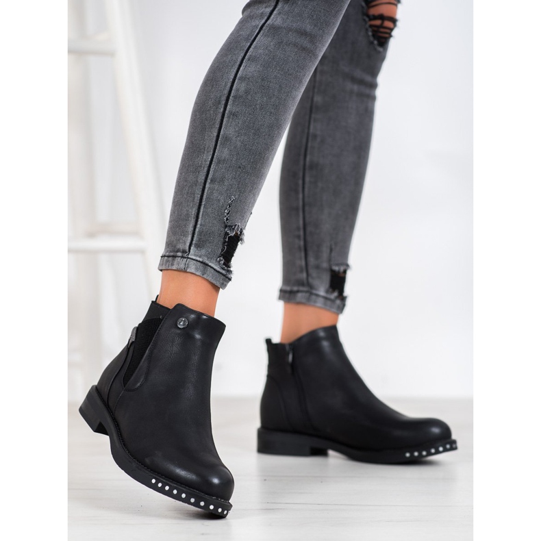 Goodin Botas de couro ecológico preto 1