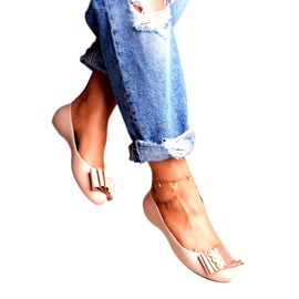 LU BOO Bailarinas de borracha Meliski faz uma reverência bege Joleen 1