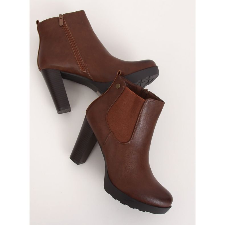 Botas de salto alto marrom F-21 Camel castanho 1