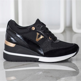 Vinceza tênis de cunha Vincez preto 1