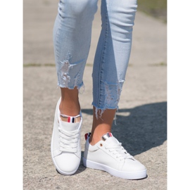 SHELOVET Tênis elegantes com couro ecológico branco 2