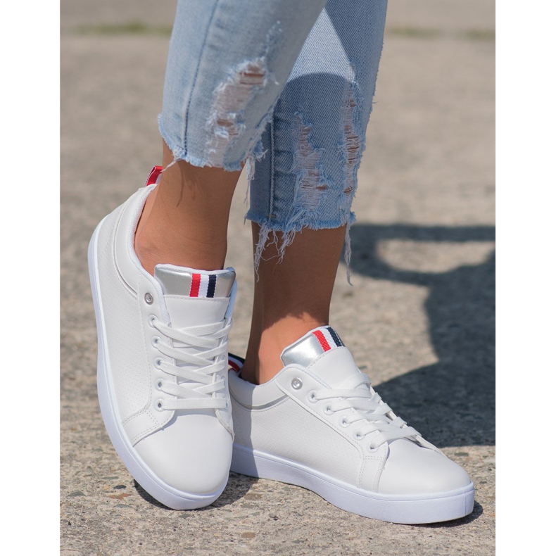 SHELOVET Tênis elegantes com couro ecológico branco 2