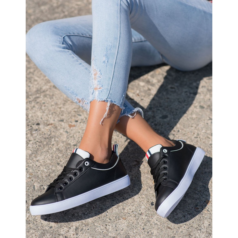 SHELOVET Tênis elegantes com couro ecológico preto 2