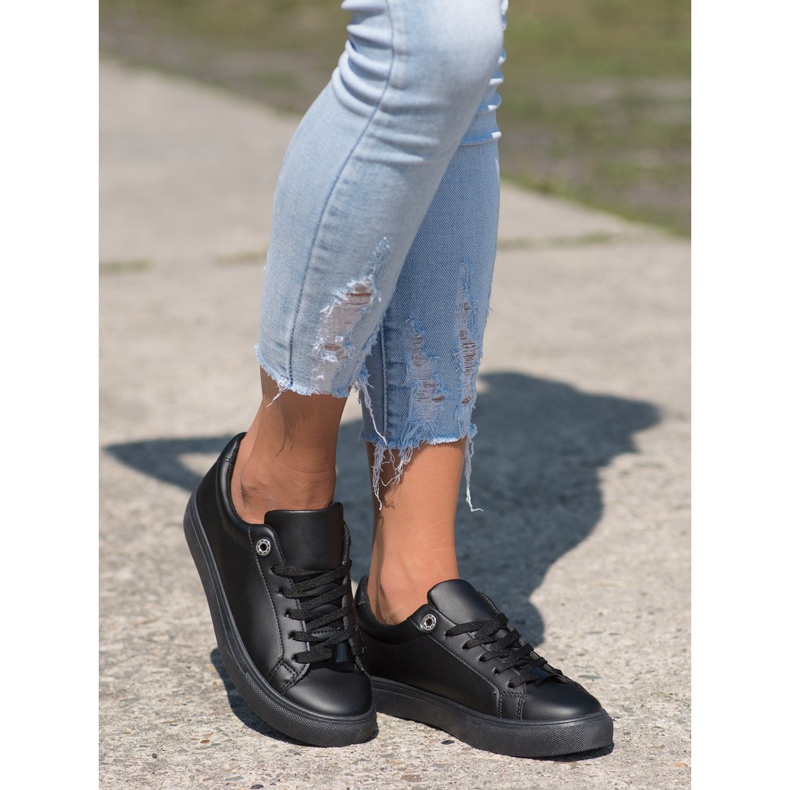 SHELOVET Tênis Com Couro Eco preto 2