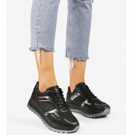 Tênis esportivos de couro ecológico preto 2019-447 2