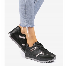 Tênis esportivos de couro ecológico preto 2019-447 1