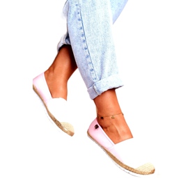 Alpercatas femininas, sola trançada rosa Big Star DD274728 bege dourado 1