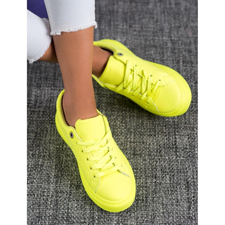 SHELOVET Tênis Com Couro Eco amarelo 1