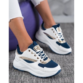 Ideal Shoes Tênis Esportivos Elegantes branco azul marinho 1