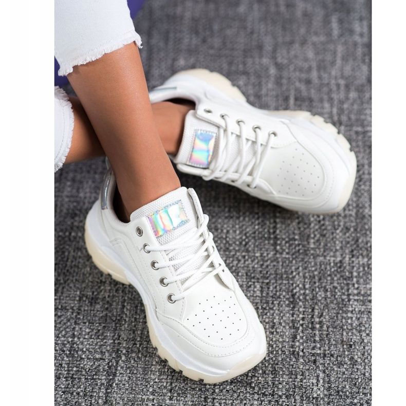 SHELOVET Tênis de couro ecológico branco 2