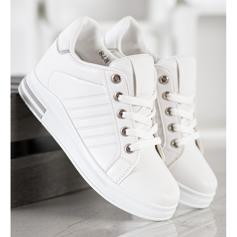 SHELOVET Tênis de cunha branca branco 2