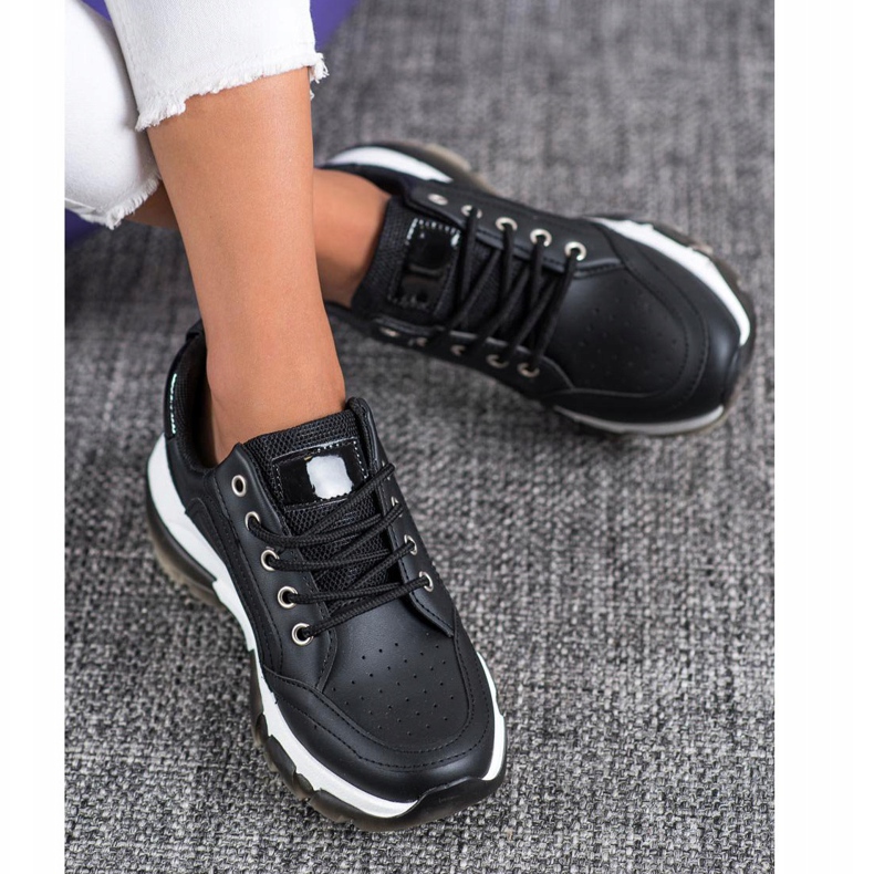 SHELOVET Tênis de couro ecológico preto 1