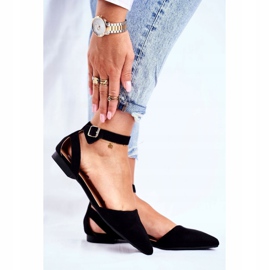 SEA Bailarinas planas pretas femininas com cinto com Allison Spitz preto 1