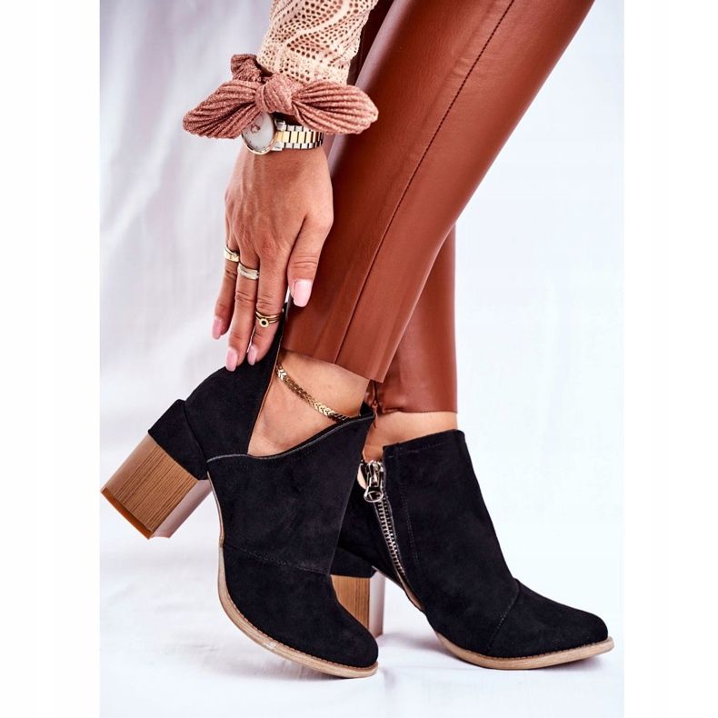 MSMG Botas de salto feminino pretas com corte Meliori preto 2 MSMG Botas de salto feminino pretas com corte Meliori preto 2