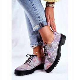 Brogues feminino Oxfords cinza couro Maciejka 04087-13 multicolorido 2