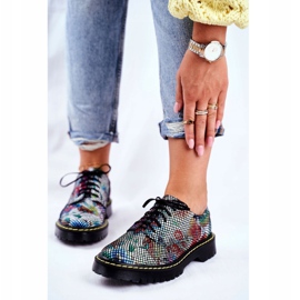 Mulheres Brogues Oxfords Couro Flores Maciejka 04087-43 preto multicolorido 1