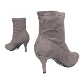 Botas de tornozelo cinza em um alfinete, deslizante F183 1