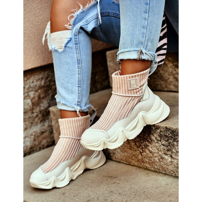 Calçados esportivos femininos de cano alto, Big Star, branco GG274608 1