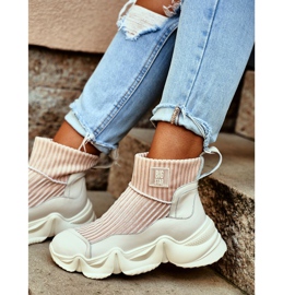 Calçados esportivos femininos de cano alto, Big Star, branco GG274608 2