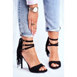 LU BOO Carnaval negro de sandálias femininas de salto alto preto 2