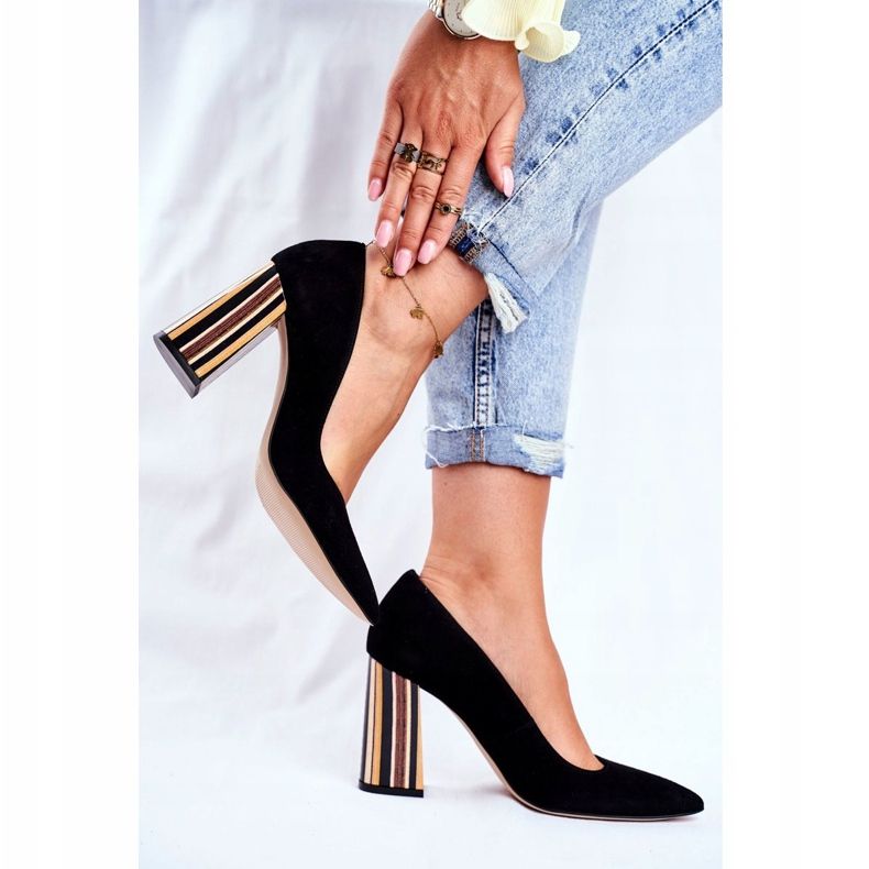 PV3 Bombas Femininas Visconi Suede Preto 7417302/200 2