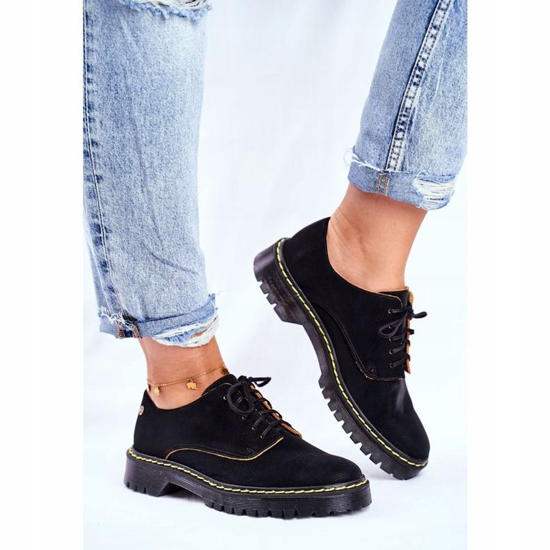 Brogues feminino Oxfords couro preto Maciejka 04087-01 2