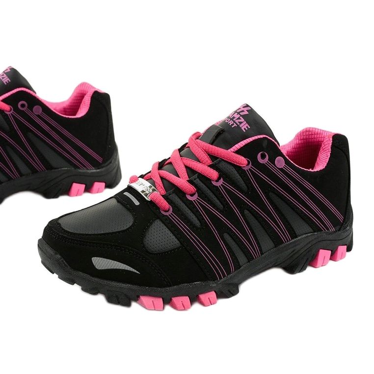 Trekking esportivo feminino negro W118 preto rosa 1