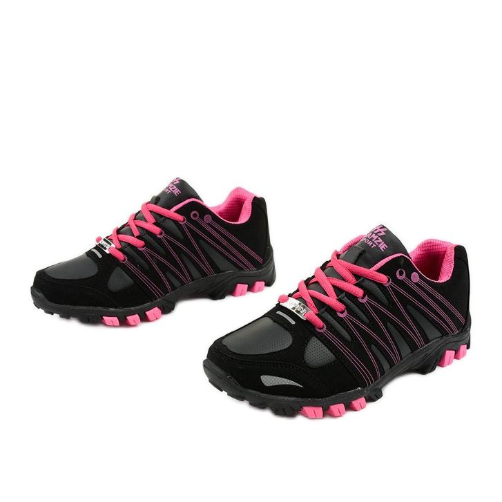 Trekking esportivo feminino negro W118 preto rosa 2