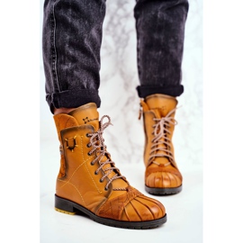 Botas quentes de couro feminino Maciejka amarelo 03961-07 2