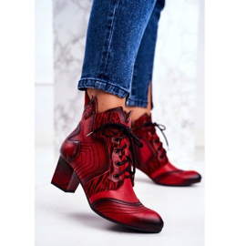 Botas femininas de couro maciejka vermelho 03194 2