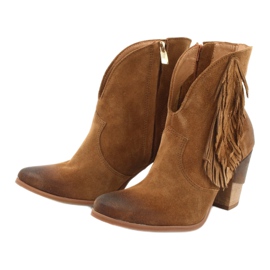 EXQUISITE 1196 Botas de cowboy em camurça de camelo marrom 2
