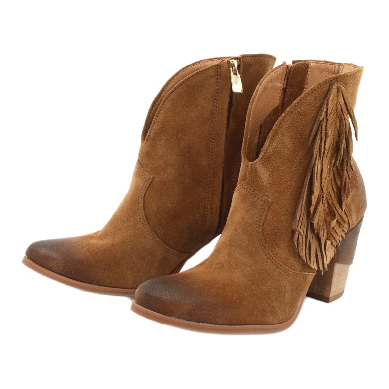 EXQUISITE 1196 Botas de cowboy em camurça de camelo marrom 2
