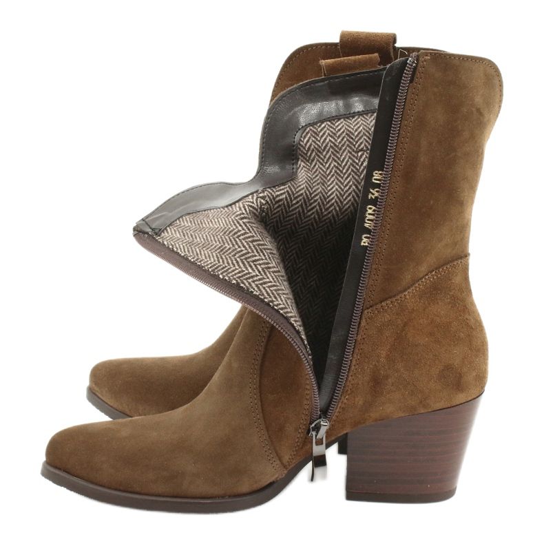 Botas de cowboy de couro de camurça Gamis 4009 castanho 4