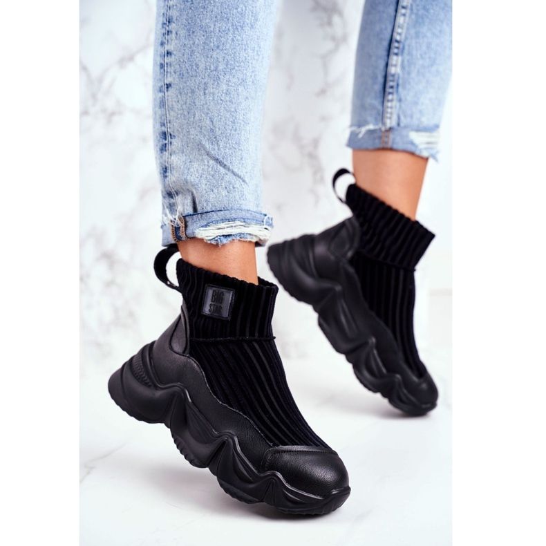 Calçados esportivos femininos de cano alto Big Star pretos GG274607 1