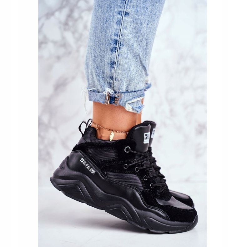 Sapatas esportivas femininas Big Star pretas GG274644 preto 1