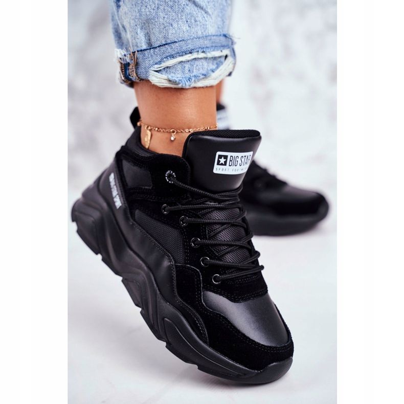 Sapatas esportivas femininas Big Star pretas GG274644 preto 2