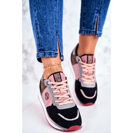 Sapatos esportivos femininos, tênis Big Star GG274458 preto rosa 2