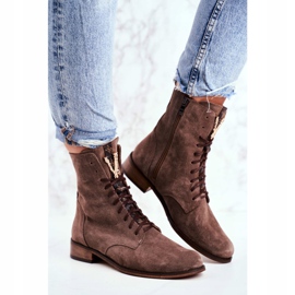 Botas femininas Nicole Couro Nubuck Cappuccino 2593 marrom 2