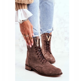 Botas femininas Nicole Couro Nubuck Cappuccino 2593 marrom 1