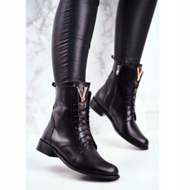 Botas femininas de couro nicole preto 2593 1