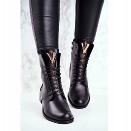 Botas femininas de couro nicole preto 2593 2