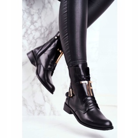Botas femininas de couro nicole preto 2591 dourado 2
