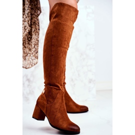 Vinceza Botas femininas com salto em camurça camelo torgos marrom 1