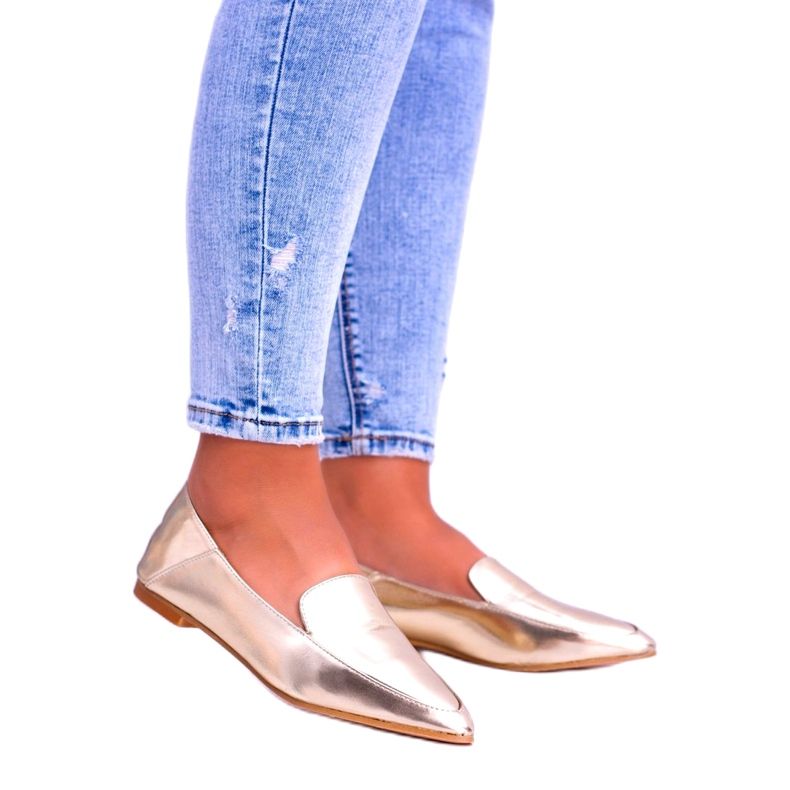 Mocassim feminino Golden Mirror Lu Boo Mireldo dourado 3